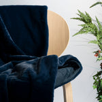 Navy Faux Rabbit Fur Throw