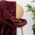 Burgundy Faux Rabbit Fur Throw