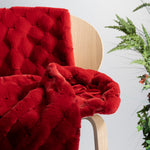 Red Carved Faux Fur Throw